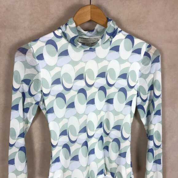 MONTEAU Pastel Illusion Printed Long Sleeve Mesh Top NWT Small - Picture 3 of 7